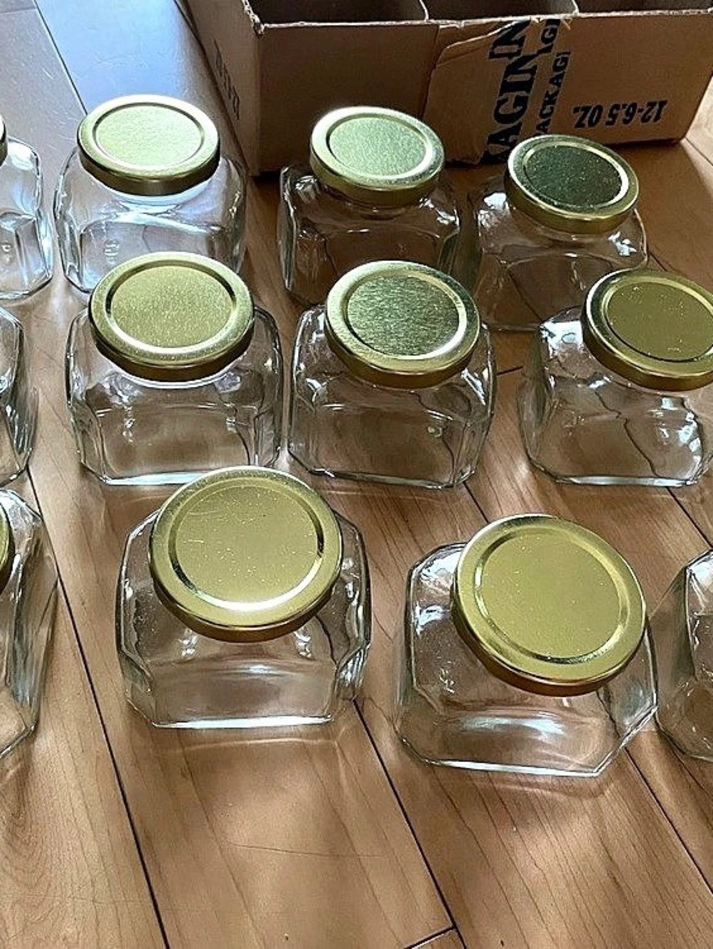 Set of 12 Clear Glass Storage Jars